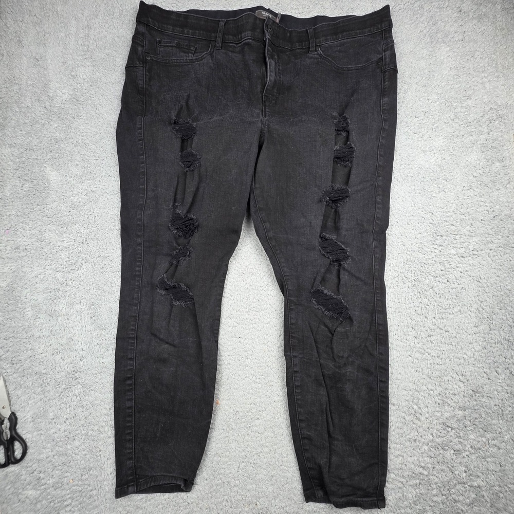 Torrid Bombshell Skinny Jeans Women 26R‎ Black Distressed Ripped High Rise